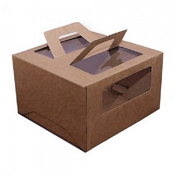 Коробка для торта с ручками КРАФТ 28х28х20 см