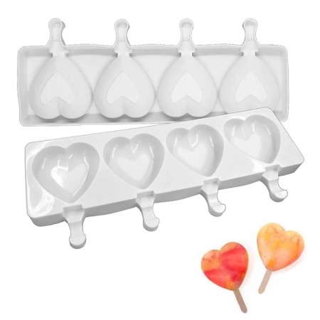 Силиконовая форма Сердца 4 ячейки 9х8 см