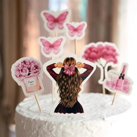 Набор топперов Девушка с бантом Набор топперов Девушка с бантом