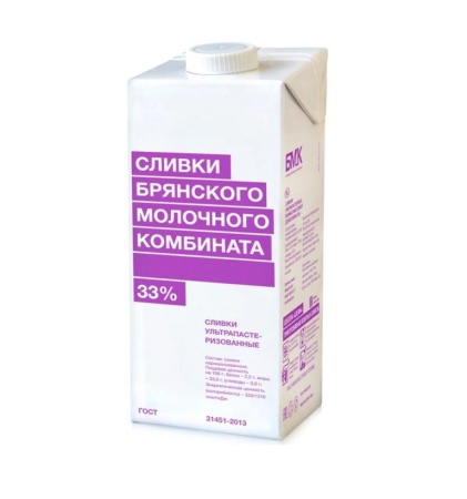 Сливки Брянский молочный комбинат БМК 33% 1л