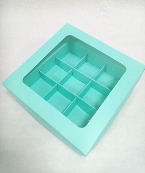 Упаковка для 9 конфет с прозрачной крышкой Тиффани