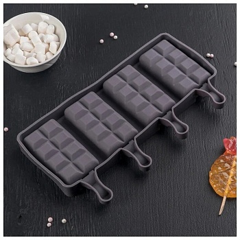 Силиконовая форма для эскимо Вафля 4 ячейки