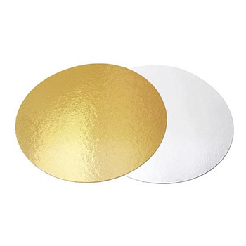 Подложка для торта золото/белый жемчуг усиленная 3,2 мм d 50 см