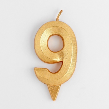 Свеча в торт цифра 9 Золото 6,5 см