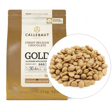 Шоколад  белый со вкусом карамели Gold 30,4% Callebaut 200 г