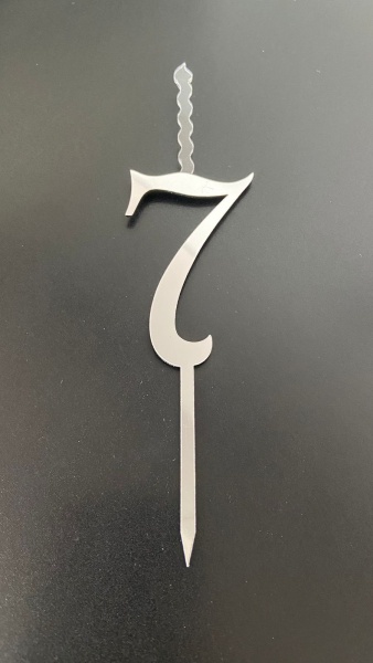 Топпер-свеча для торта Цифра 7 Серебро