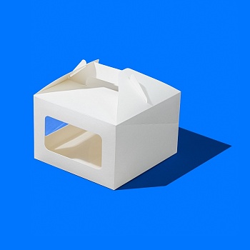 Кондитерская упаковка с ручками и двумя окнами 18х18х12 см