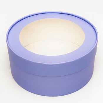 Коробка универсальная круглая с окном сиреневая d 20 см, высота 7 см