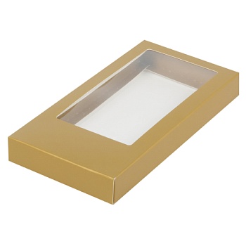Упаковка для шоколада с окном Золото 18х9х1,7 см