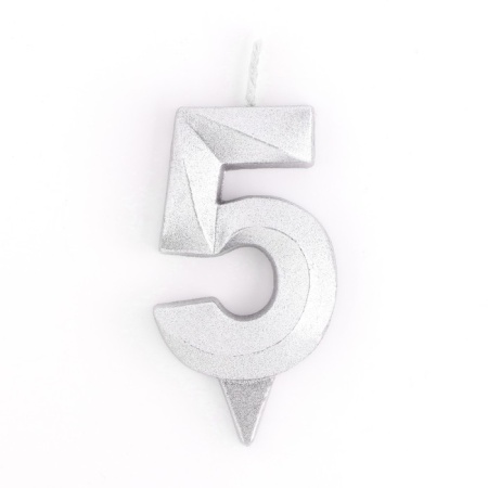 Свеча в торт цифра 5 Серебро 6,5 см