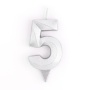 Свеча в торт цифра 5 Серебро 6,5 см