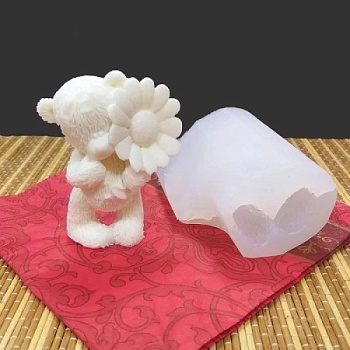 Силиконовая форма Мишка с ромашкой 3D 8,5 см