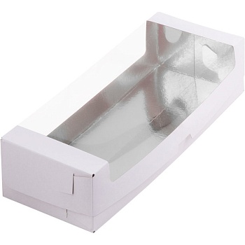 Упаковка для рулета с пластиковой крышкой Белая 30х11х8 см