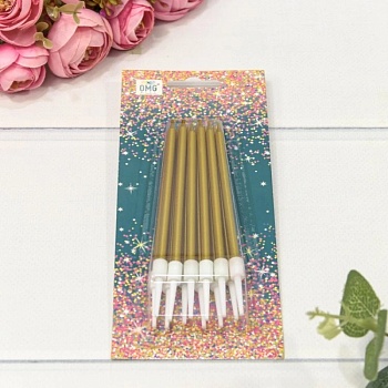 Набор свечей для торта золото 10 см 12 штук