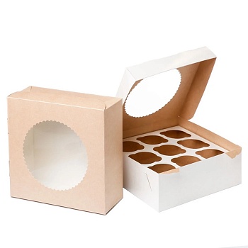 Упаковка на 9 капкейков с окном двухсторонняя