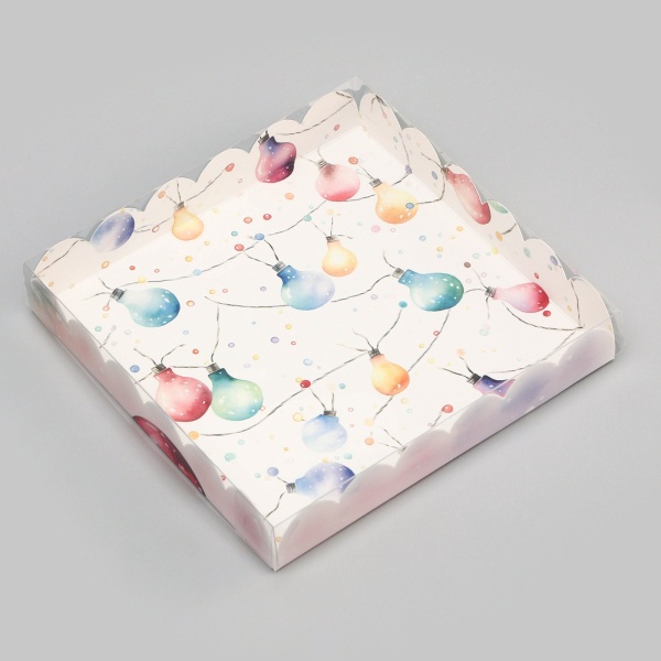 Коробка для печенья, кондитерская новогодняя упаковка, "Пусть сбываются мечты", 18х18х3 см