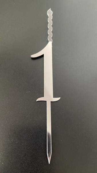 Топпер-свеча для торта Цифра 1 Серебро