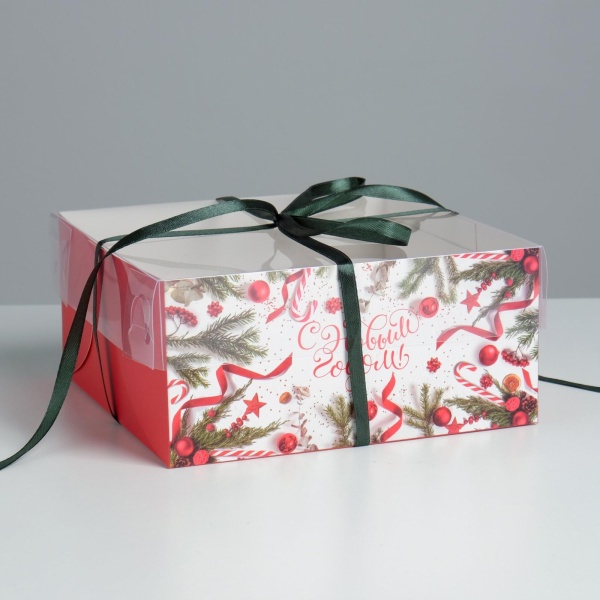 Упаковка на 4 капкейка «С Новым годом!», 16 х 16 х 7,5 см