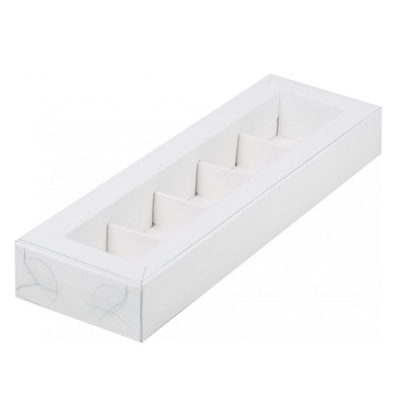 Упаковка для 5 конфет с прозрачной крышкой Белая