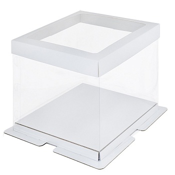 Коробка для торта прозрачная с пьедесталом ПРЕМИУМ 23,5х23,5х22 см