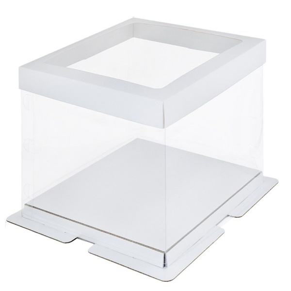 Коробка для торта прозрачная с пьедесталом ПРЕМИУМ 23,5х23,5х22 см