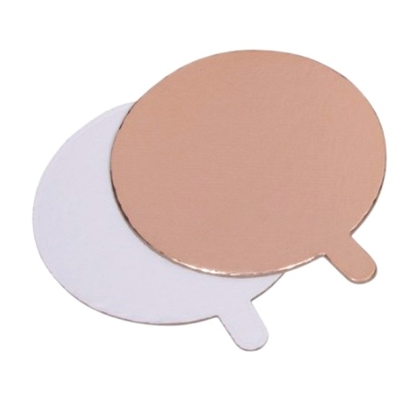 Подложка с держателем  для пирожного золото\белый жемчуг 0,8 мм d 10 см Подложка с держателем  для пирожного золото\белый жемчуг 0,8 мм d 10 см