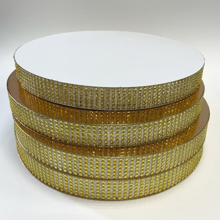 Подложка со стразами золото 30 мм d 36 см