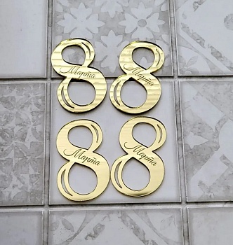 Набор акриловых топперов Золото 8 Марта 4 шт