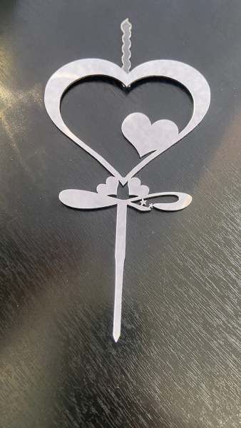 Топпер-свеча для торта Сердце Серебро