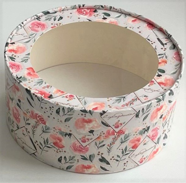 Коробка универсальная круглая с окном Розы d 20 см, высота 7 см