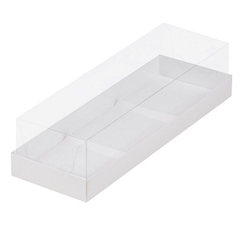 Коробка на 3 пирожных с пластиковой крышкой 29х9,5х8 см