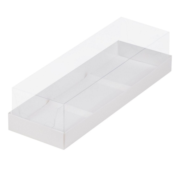 Коробка на 3 пирожных с пластиковой крышкой 29х9,5х8 см