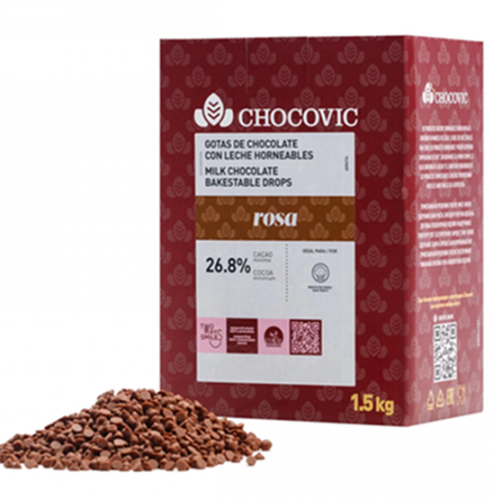 Шоколадные капли молочные термостабильные Chocovic Rosa 26,8% 1,5 кг